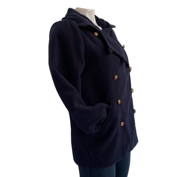 XinyuFushi Pea Coat Blue Jacket Gold Button Women's Coat Size Small - Picture 7 of 11